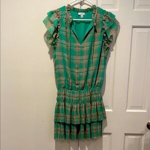 Current Air green and pink plaid mini dress XS
